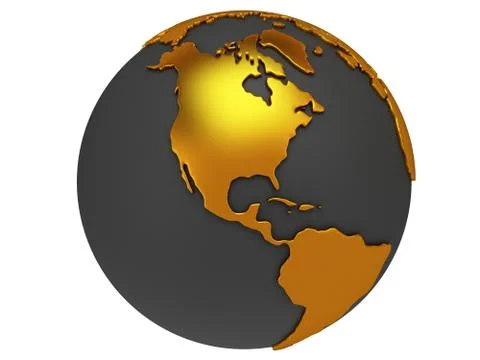 Earth planet globe. 3D render. America view. Stock Illustration