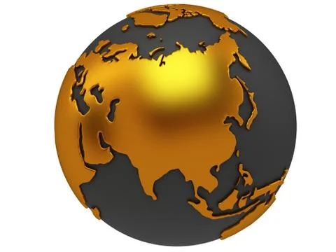 Earth planet globe. 3D render. Russia view. Illustrazione stock