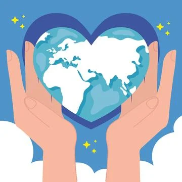 Earth planet with heart shape Illustrazione stock