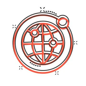 Earth planet icon in comic style. Globe geographic cartoon vector illustratio Stock Illustration