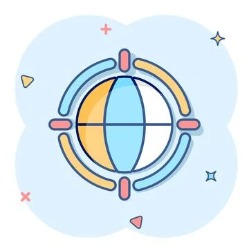 Earth planet icon in comic style. Globe geographic cartoon vector illustratio Stock Illustration