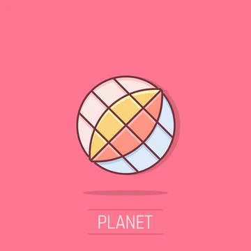 Earth planet icon in comic style. Globe geographic cartoon vector illustrat.. Stock Illustration