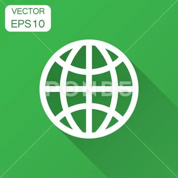 Earth planet icon in flat style. Globe geographic vector illustration with lo Stock Illustration