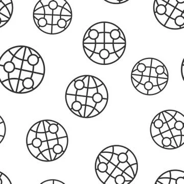 Earth planet icon seamless pattern background. Globe geographic vector illust Stock Illustration