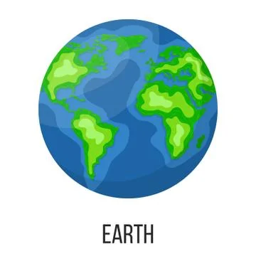 Earth planet isolated on white background. Planet of solar system. Cartoon st Stock Illustration
