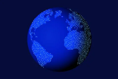 Earth planet lighting wireframe and geometric background Stock Illustration