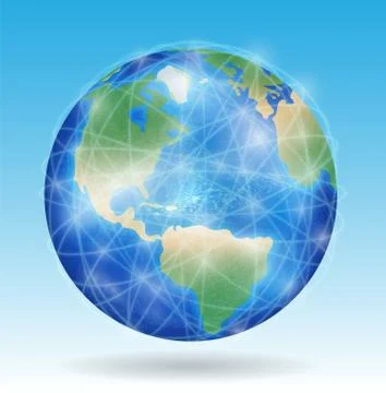 Earth planet with line of network connect around the world Stock Illustration