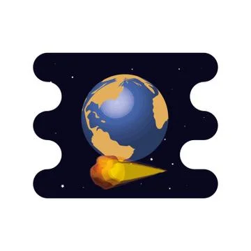 Earth planet with meteorite scene space Stock-Illustration