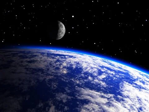 Earth Planet with a Moon Ilustração Stock