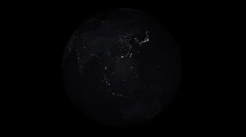 Earth Planet - Night Time - LOOP + ALPHA Stock Footage 23268051