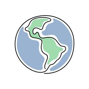 The Earth Planet one line vector illustration Illustrazione stock