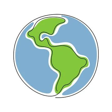Earth Planet one line vector illustration Stock Illustration