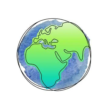 Earth Planet one line vector illustration Stock Illustration
