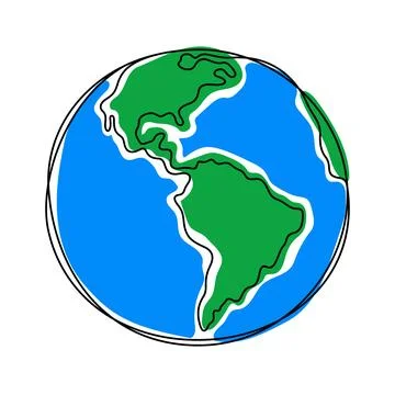 The Earth Planet one line vector illustration. Stock Illustration