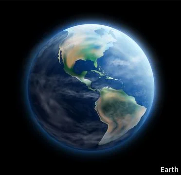 Earth planet. Outer space. Cosmic sphere. Ocean and continents. Satellite view Stock Illustration
