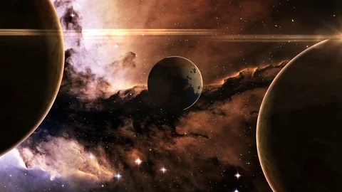 Earth Like Planet in Outer Space Stock Footage 74640147