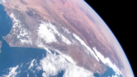Earth planet revolves, Space view scene from International Space Station ISS Stock Footage 134893599