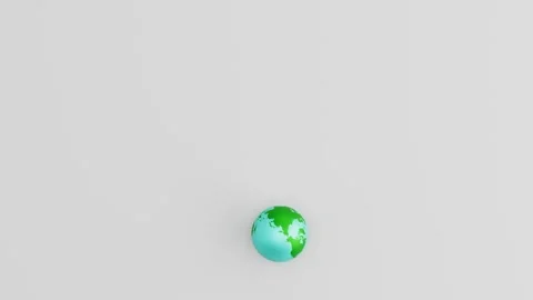 Earth Planet Rolling in Circular Loop on Gray Background. 3D Render Animation. Stock Footage 339275883