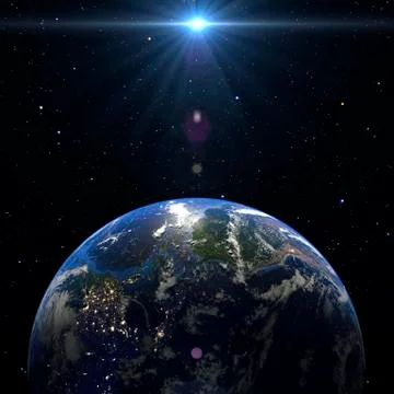 Earth Planet Solar System 3d render Illustrazione stock