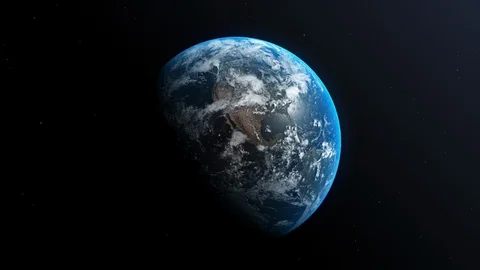 Earth planet in the space animation loop Stock Footage 124668724