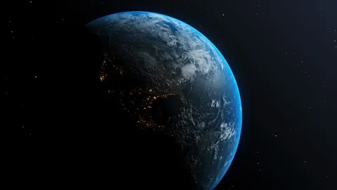 Earth planet in the space animation loop Stock Footage 124669710
