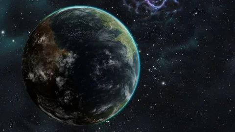 Earth-like planet in space Stock Footage 84453492