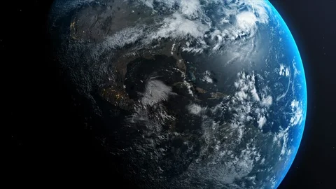 Earth planet in the space moving animation loop Stock Footage 124668630