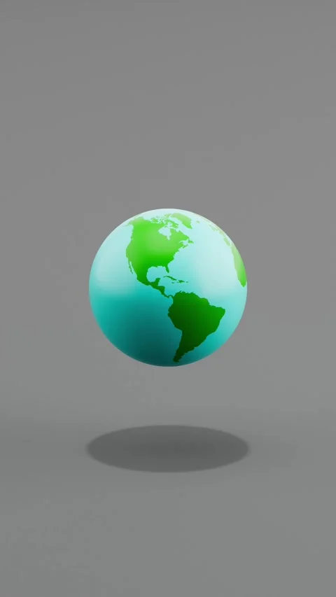 Earth Planet Spinning and Floating on Gray. Vertical Loop Animation Video stock 335804322