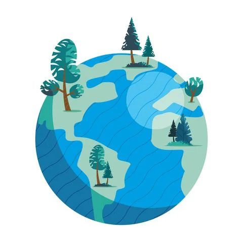 Earth planet with trees Stock Illustration