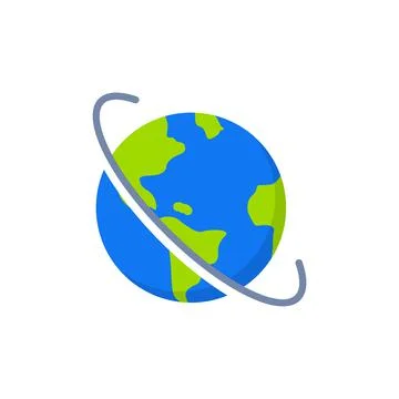 Earth planet vector icon. Globe eco world flat icon logo cartoon planet design Stock Illustration