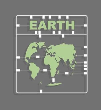 Earth Plastic model kit. Continents. World map Stock Illustration