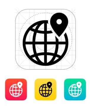 Earth with point icon Stock Illustration