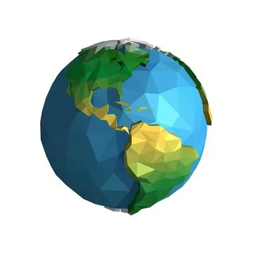 Earth polygon art image. 3d globe logo vector illustration Stock Illustration