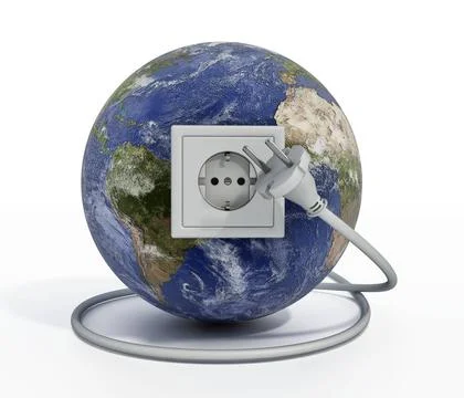 Earth with power socket and plug. 3D illustration Earth with power socket ... Stock Photos