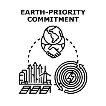 Earth priority commitment creating renewable energy cycle Stock Illustration