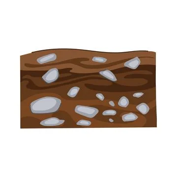 Earth profile showing soil layers and embedded rocks Stock Illustration