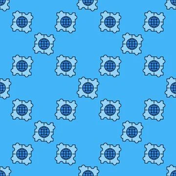 Earth in Puzzle vector Multipolarity blue seamless pattern Illustrazione stock