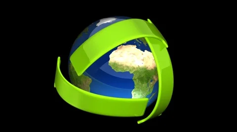 Earth recycling HD loop with alpha Stock-Footage 5503035