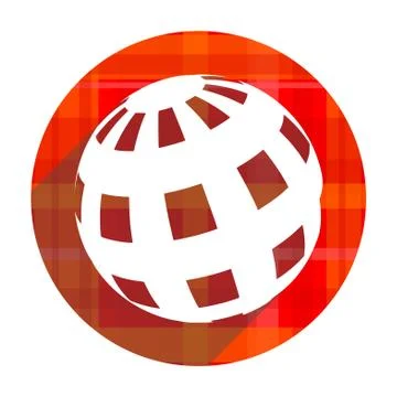 Earth red flat icon isolated. 스톡 일러스트