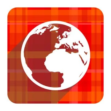 Earth red flat icon isolated. 스톡 일러스트