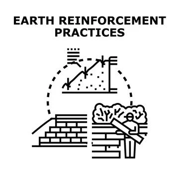 Earth reinforcement practices increasing ground stability concept Illustrazione stock