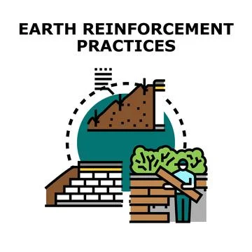 Earth reinforcement practices increasing ground stability concept 스톡 일러스트