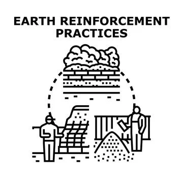 Earth reinforcement practices using soil stabilization technology Stock Illustration