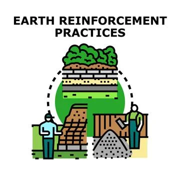 Earth reinforcement practices using soil stabilization technology Stock Illustration