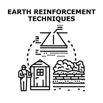 Earth reinforcement techniques concept engineering construction Stock Illustration