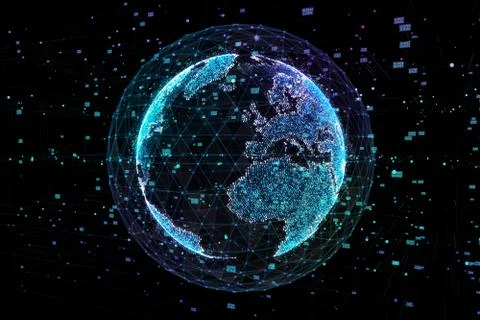 Earth, representing global network connection, international meaning. Data Stock Illustration