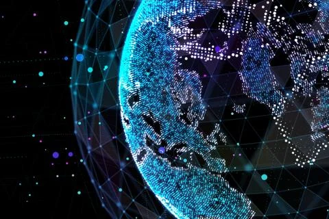 Earth, representing global network connection, international meaning. Data Illustrazione stock