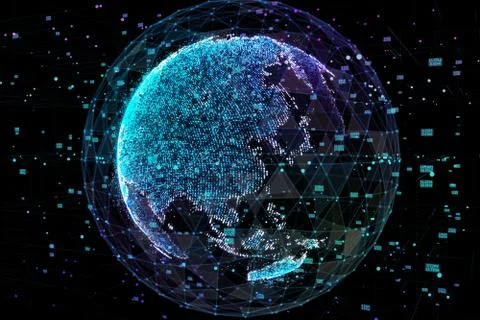 Earth, representing global network connection, international meaning. Data Illustrazione stock