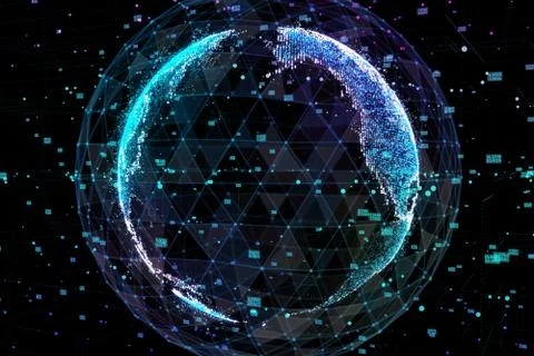 Earth, representing global network connection, international meaning. 3d 스톡 일러스트