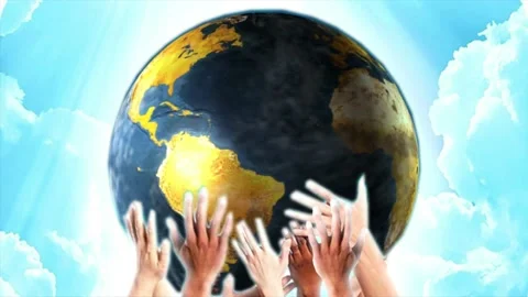 The earth revolves in human hands Stock Footage 166824438